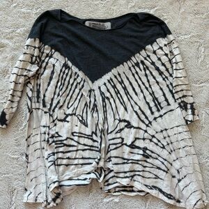 Free People Black and White Long Sleeve Top
